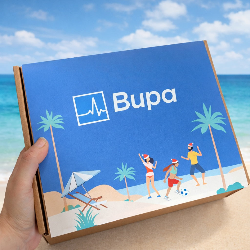 Custom branded gift box created for Bupa by Madebox