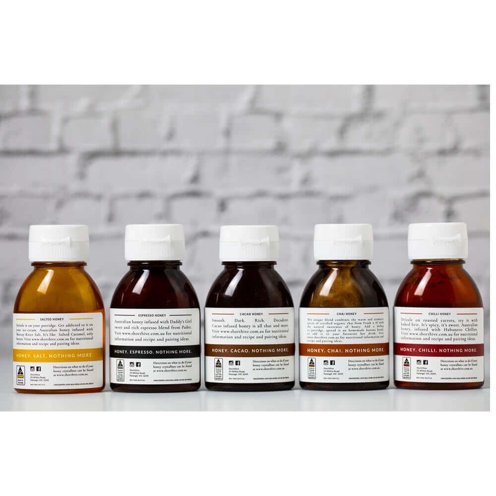 Shorthive Honey Gourmet Sampler Pack, 125g x 5