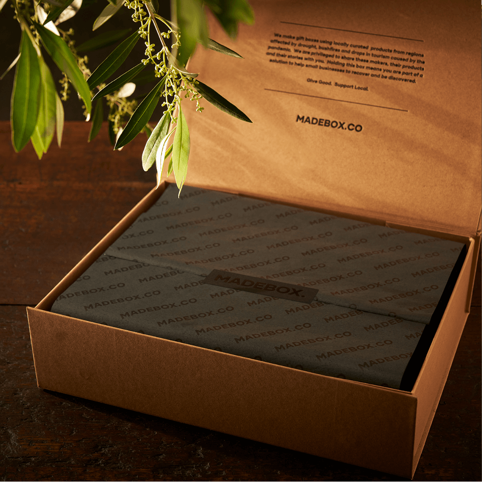 Sustainability Box packaging from MADEBOX.CO, showcasing eco-friendly materials and elegant design.