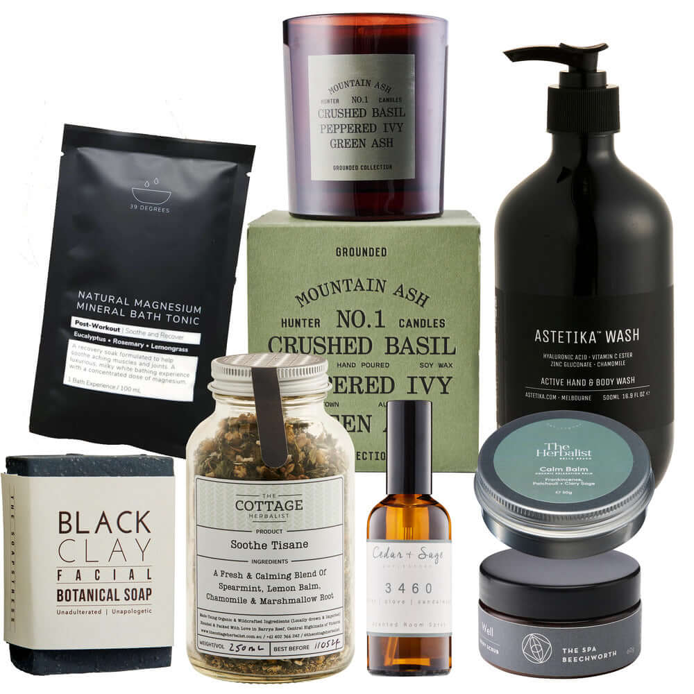 Wellbeing Luxury Gift Box featuring premium bath products and candles for ultimate relaxation and pampering.