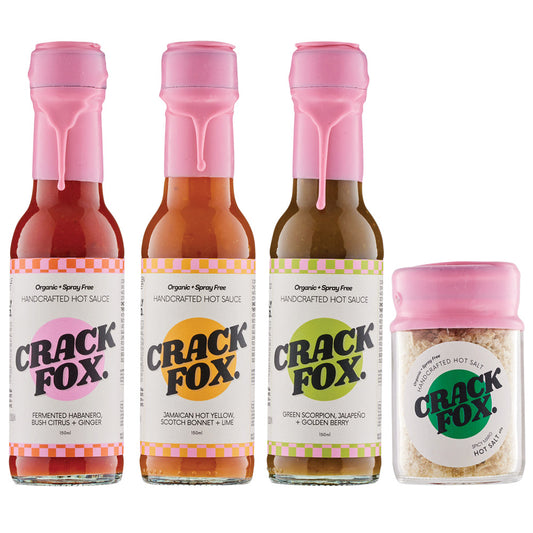 Crack Fox Hot Sauce & Salt OG Pack, 200ml x 3 + 60g