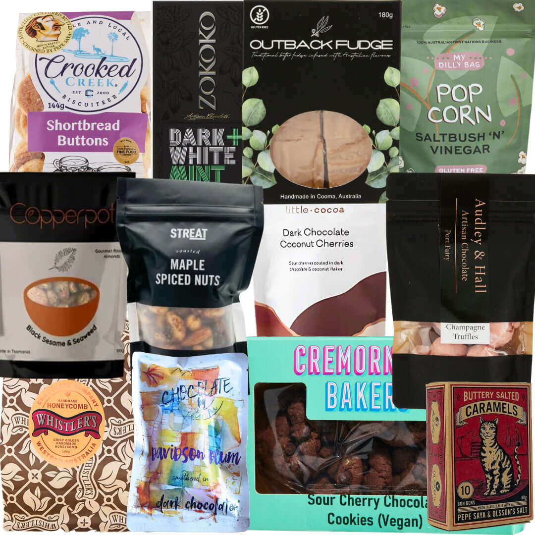 Share Treats Large gift box featuring gourmet snacks and sweets for Christmas pre-order.
